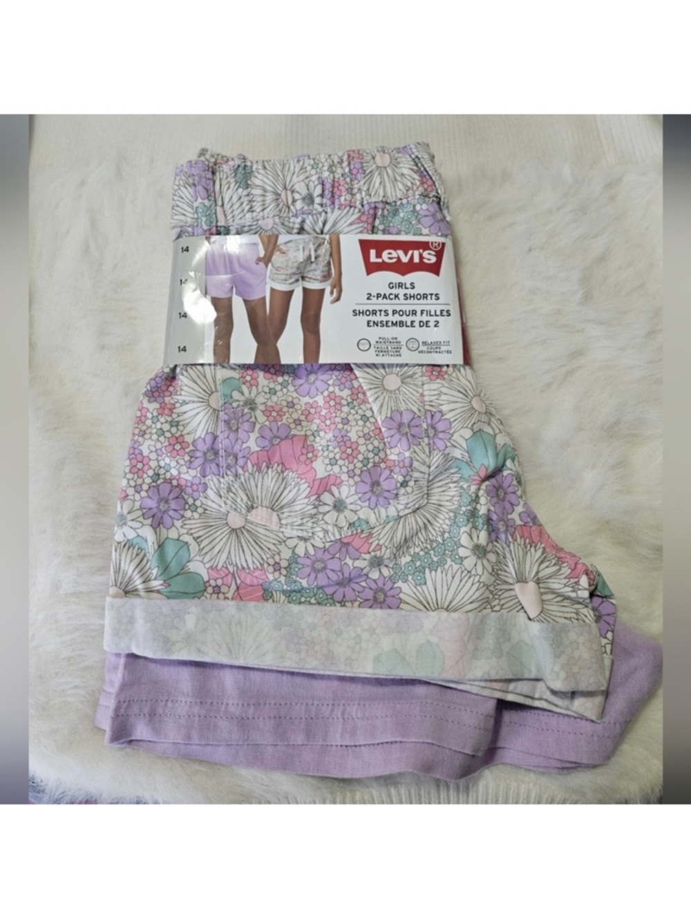 Levi's Girls Pastel Floral & Lilac Shorts 2-Pack